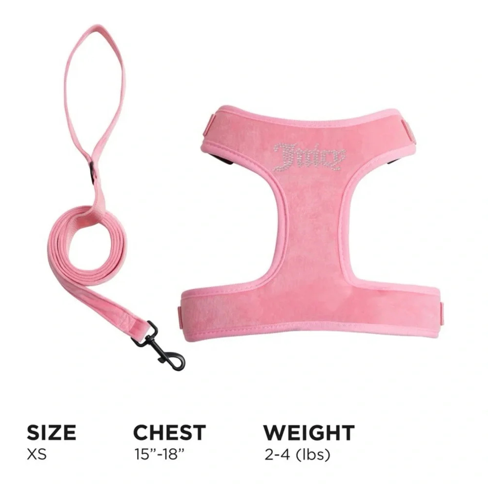 Juicy Couture Bling Velour Pet Harness and Leash Set - Purple - Large Dog - Picture 4 of 5